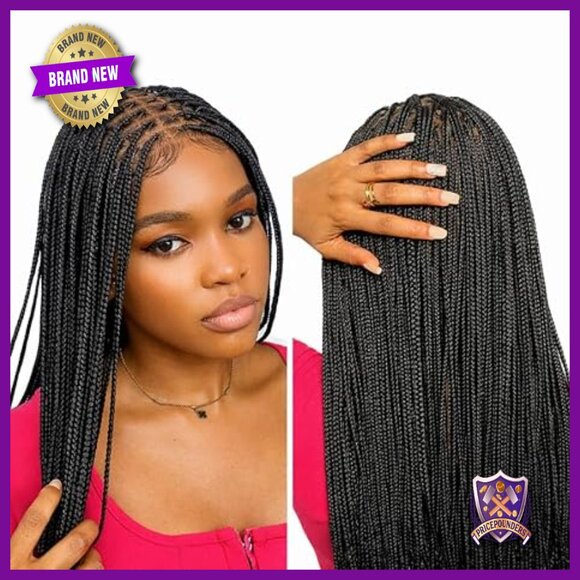 28-Inch Full Lace Knotless Braided Wig, Premium Human Hair, Glueless main image 6